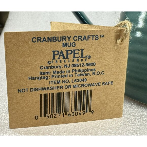 Papel Freelance By Cranbury Crafts Set of 2 Teal Ribbed Ceramic Mugs Pottery NEW - Picture 5 of 5